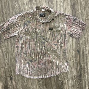 Vintage Rattlers Brand Button Up Short Sleeve hunting Shirt Size L